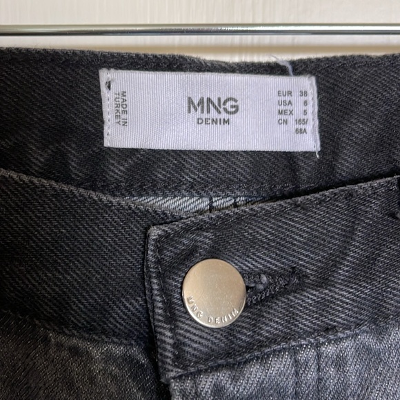 Mango High Rise Two-Tone Straight Leg Jeans - Picture 2 of 4